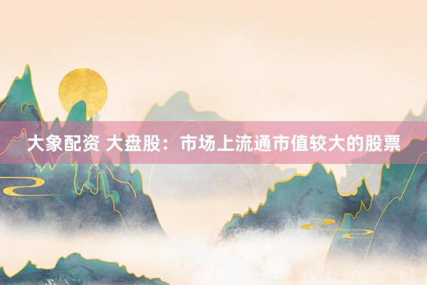 大象配资 大盘股：市场上流通市值较大的股票
