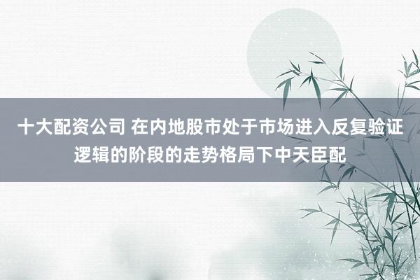 十大配资公司 在内地股市处于市场进入反复验证逻辑的阶段的走势格局下中天臣配